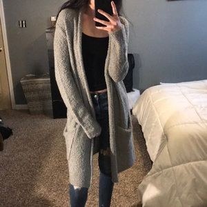 Gray long cardigan